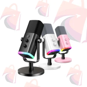 FIFINE Microfone dinâmico USB/XLR para gravação de podcast,microfone streaming para jogos de computador com RGB,botão de mudo,conector para fones de ouvido,suporte de mesa,para cantar no YouTube-AM8